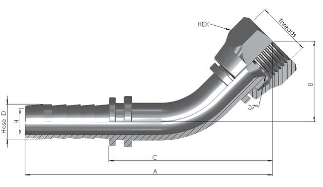 Hose End x JIC Female 45° 