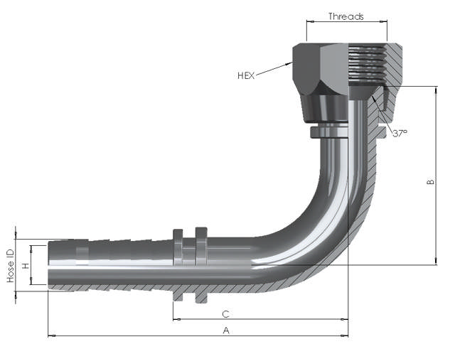 Hose End x JIC Female 90° 