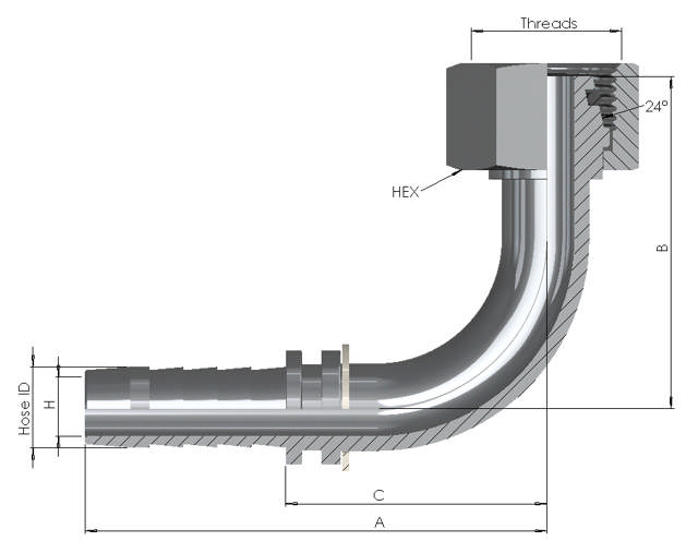 Hose End x DKO-L Female 90° 