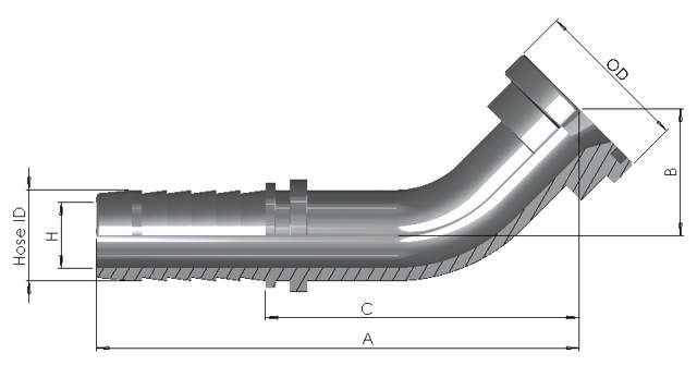 Hose End x SAE3000PSI 45°