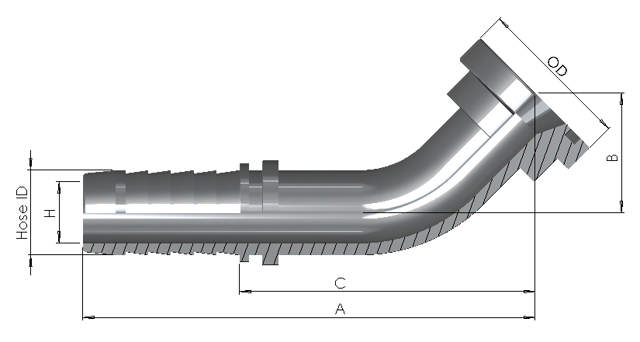 Hose End x SAE6000PSI 45°