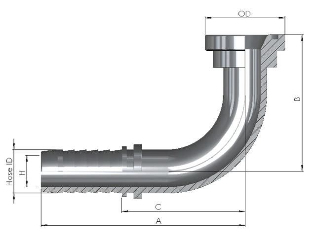 Hose End x SAE6000PS 90°