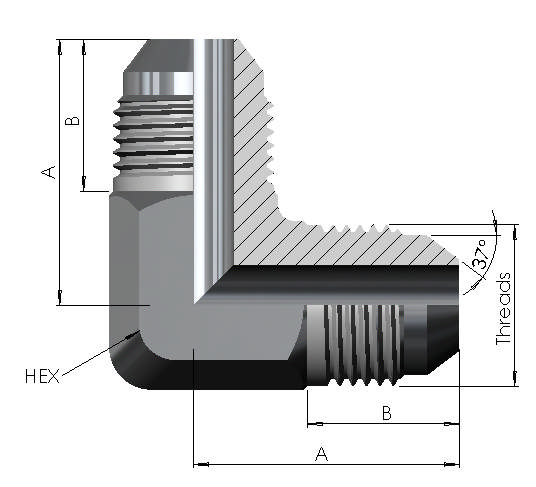 JIC Male/Male Elbow 90°  6K