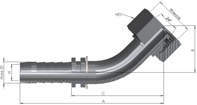 Hose End x DKO-L Female 45° 