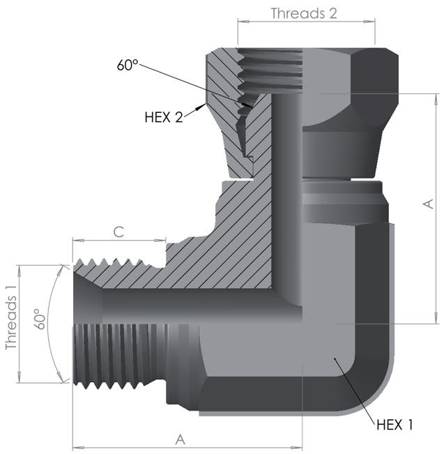 BSP Male/Female Swivel 90°  6K