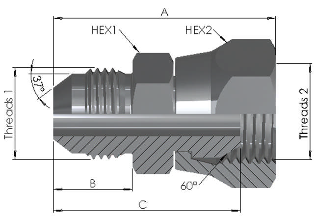 JIC Male/BSP Female Swivel 6K