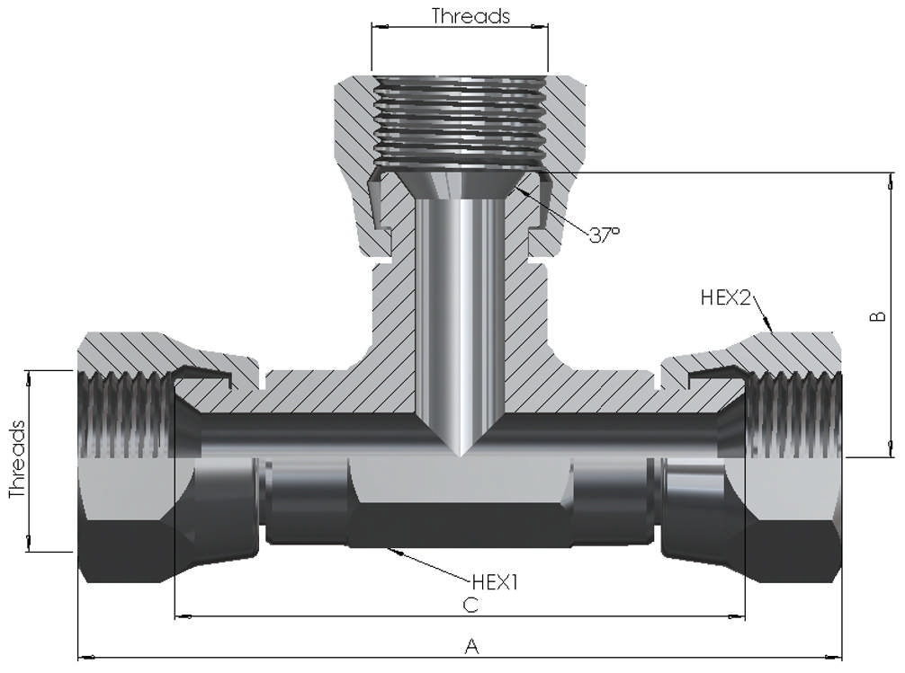 JIC Female Swivel Tee 6K
