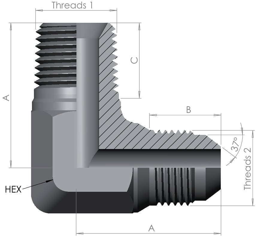 NPT Male/JIC Male Elbow 90°  6K