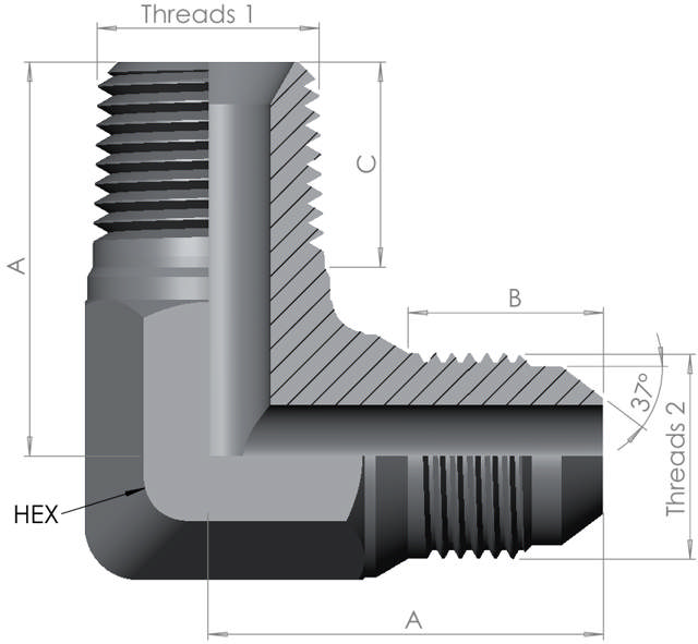 NPT Male/JIC Male Elbow 90°  6K