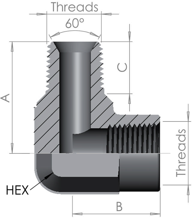 NPT Male/Female Elbow 90°  15K