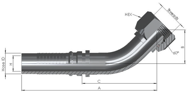 Interlock Hose End x BSP Female 45° 