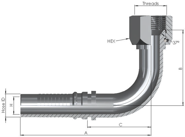 Interlock Hose End x JIC Female 90° 