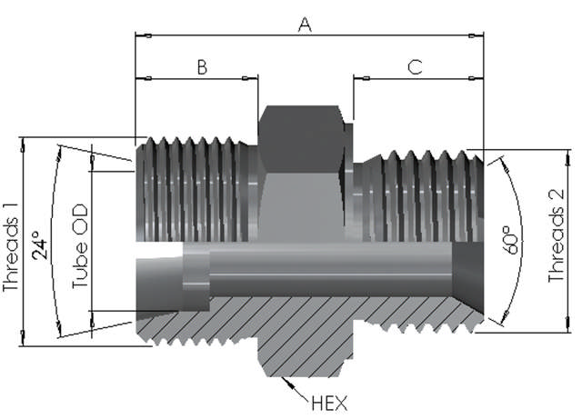 Metric 24° Male x BSP Male 15K